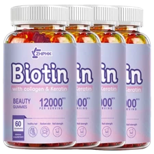 WEEM Biotin 12000mcg Maximum Strength High Potency Gummies - Hair Skin & Nails