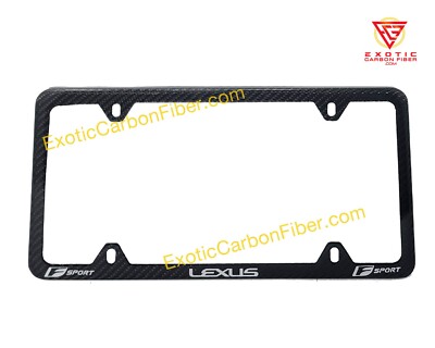Lexus F Sport Text and Logo 4 Hole  Carbon Fiber License Plate Frame 2x2 Gloss