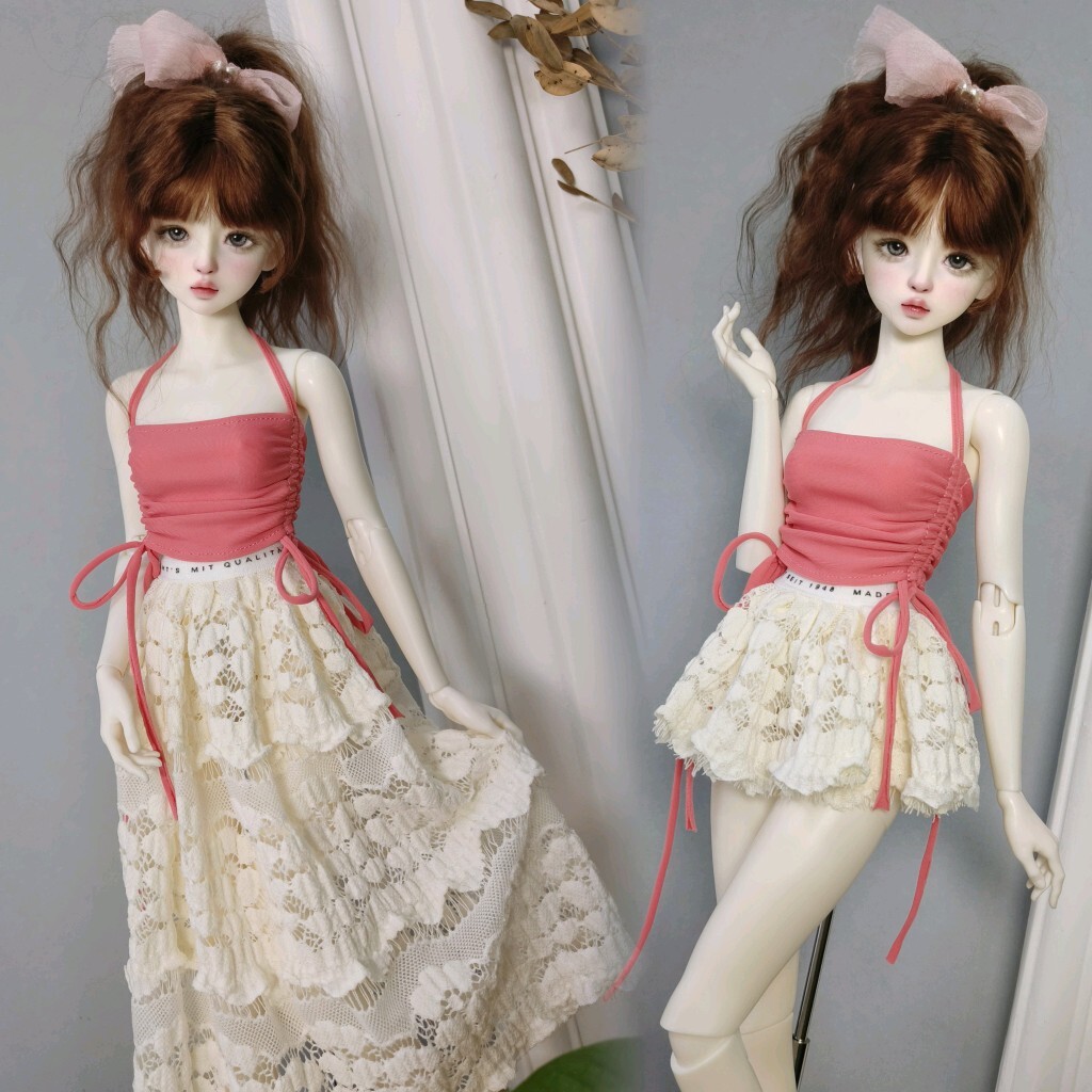 1/4MSD Doll Clothes Sexy Gallus Top + Princess Cake Short/Long Skirt Party  Suit