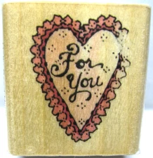 HOLLY POND HILL UPTOWN RUBBER STAMPS - D13049 FOR YOU - 1 3/4" X 1 1/2" HEART