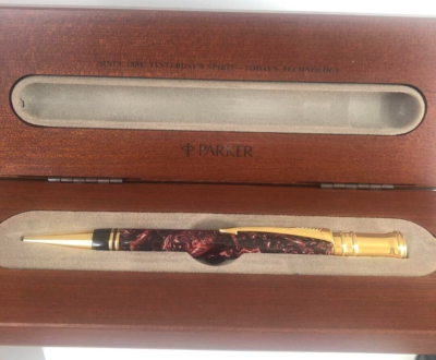 PARKER Duofold Marble Red Twisted Ballpoint Pen wz/Box&Certificate