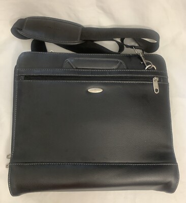 SAMSONITE Black Faux Leather Organizer 3-Ring Binder Messenger Bag Briefcase