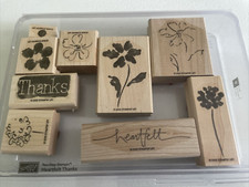 Stampin' Up Flowers HEARTFELT THANKS - Complete Set of 9 Wood Rubber Stamps