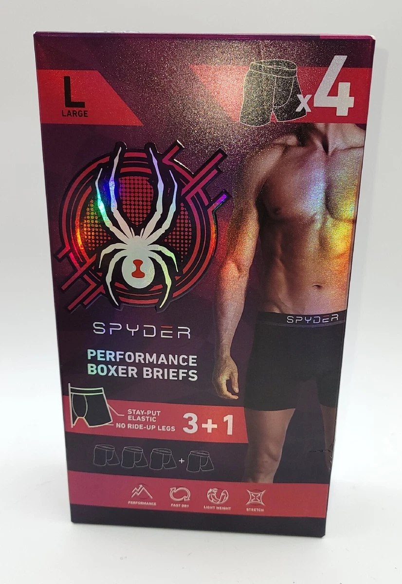 Spyder Performance Bonus Pack Mens Size L 36-38 Boxer Briefs Underwear 4  Pack