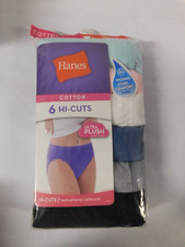 Hanes Cotton Tagless 6 Hi Cuts Wicking Cool Comfort Fabric Size 10