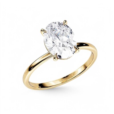 2,00 ct IGI Lab Grown Ovalschliff Diamant Ehering 18 kt Gelbgold 5 6 6,5
