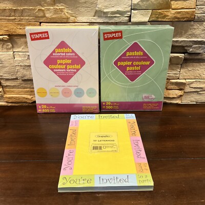 STAPLES PASTEL Assorted Colors PAPER Bundle Lot 8.5X11  You re Invited  Paper