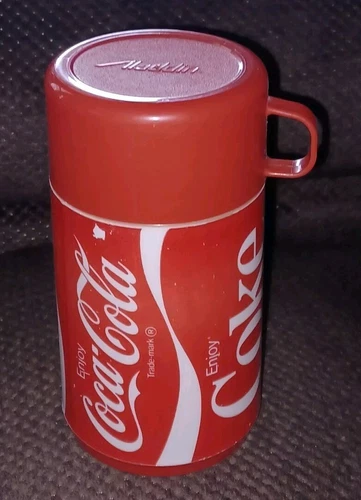 VTG Aladdin Lunchbox Thermos COCA-COLA 1980s Plastic W Cup - NO STOPPER