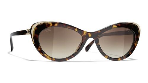 CHANEL 6041 c.538/S7 56mm Brown Gold Quilted Cat Eye  display picture 1