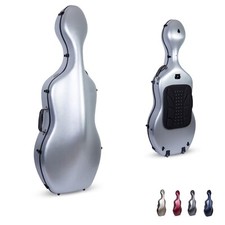 Crossrock Poly Carbon Composite Case fits 4/4 Size Cello-with Wheels-Silver
