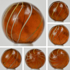 Handmade Gooseberry Marble, Dark Amber Glass, 11/16 in, Polished, Germany, S1416