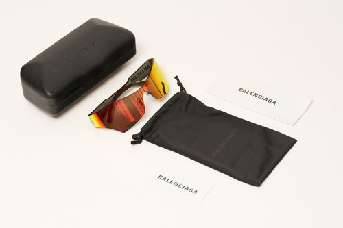 BALENCIAGA Sunglasses BB0040S 006 Wrap Around Frame Flame Red BNIB 99mm 125mm