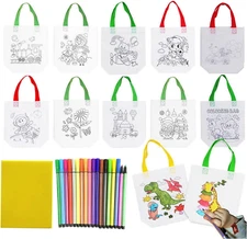 65 Pack Graffiti Goodie Bags for Kids Birthday Party Favors, Color Your Own Tote