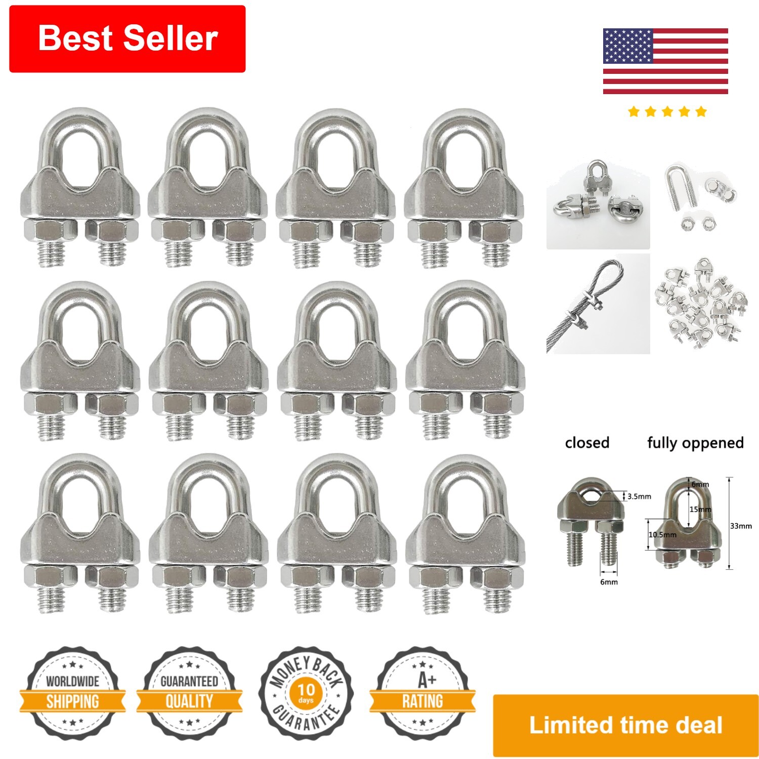 Heavy-Duty 12pcs M6 1/4