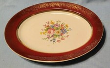 Vtg Aristocrat by Salem China Co 13" Platter - Maroon  Gold