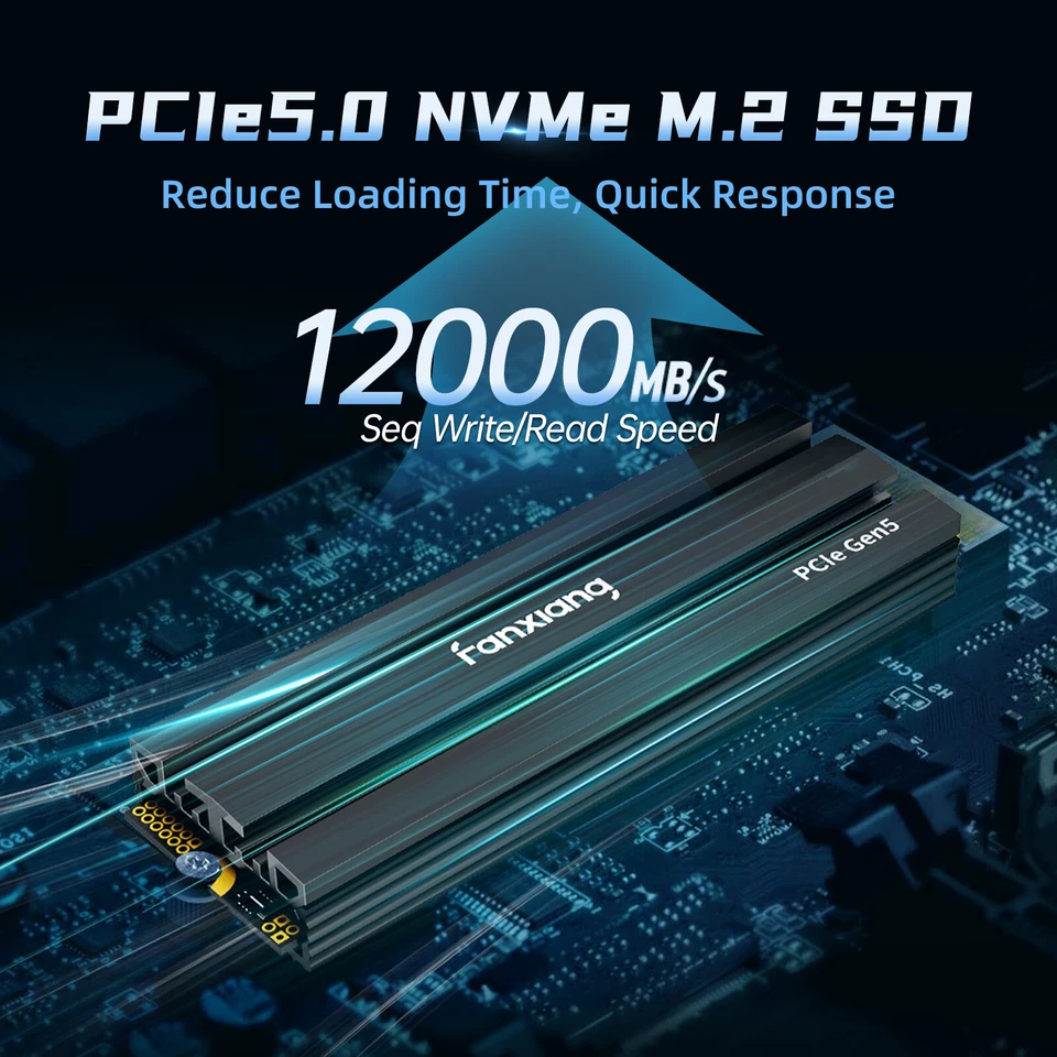 Fanxiang S900pro 1TB 2TB PCIe Gen5 NVMe M.2 SSD Festplatte mit Heatsink - Bild 2 von 4