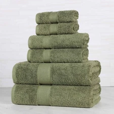 Oregon 100% Organic Cotton Thick Plush Medium Weight Solid 6 Piece Towel Set