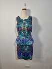 MACKENZIE MODE size 14 nwot 2 piece set halter blouse pencil skirt bright design