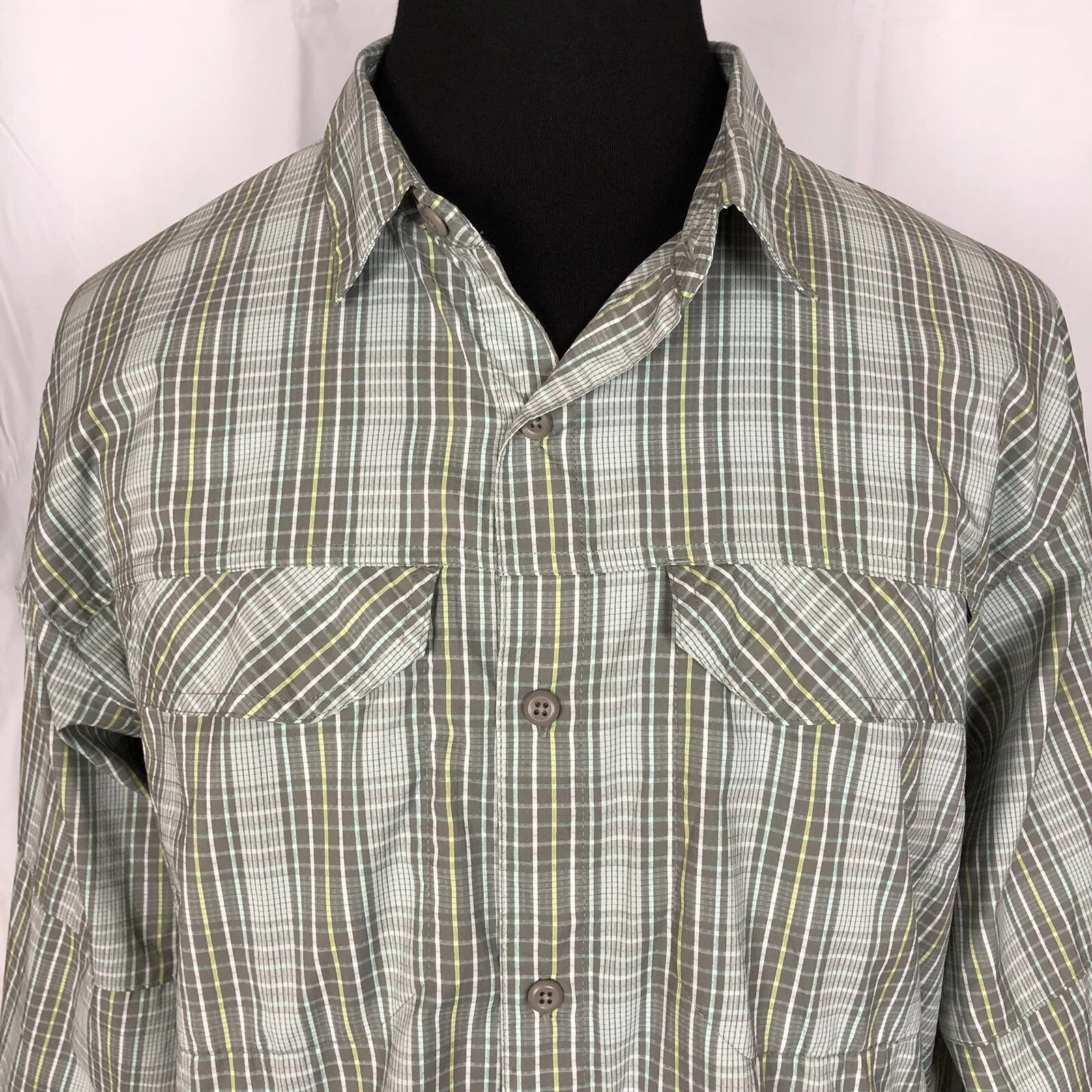Columbia Sportswear Omni-Shade Long Sleeve Outdoor Shirt Size XL Green Plaid