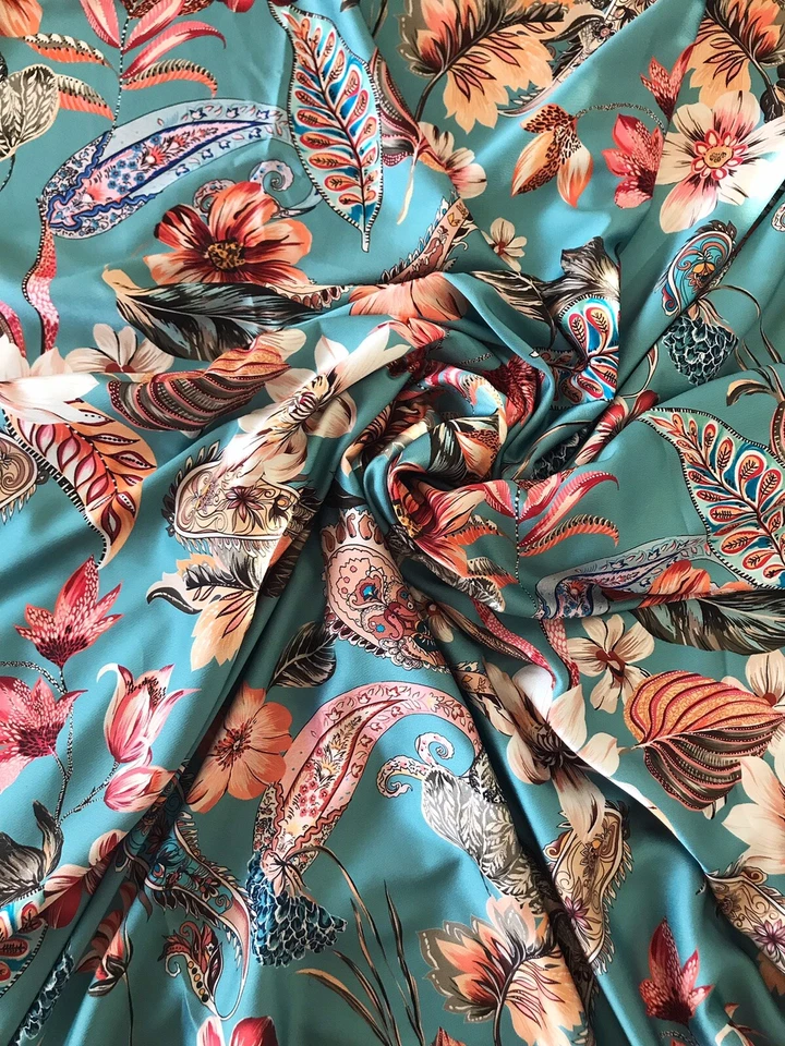 Hochwertig  High-Fashion Seide Satin Stoff Meterware von Mariotti Italien - Bild 3 von 4