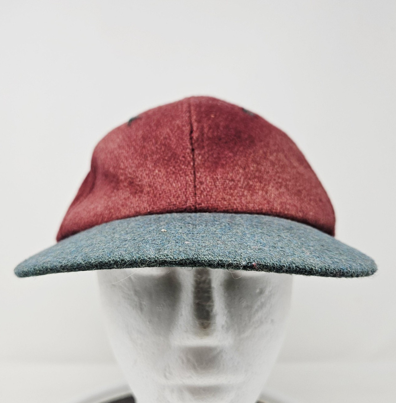 Yupoong Hat Cap Baseball Strap Back One Size Burgundy Green Mens Wool Blend