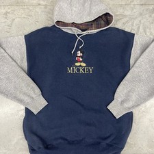 Vintage 90s Disney Mickey Mouse Two Tone Hoodie Sweatshirt Size L Heavy