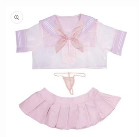 Japanese School Girl Pink Mini Skirt Sailor Two Piece Sexy Sheer Lingerie sm/med