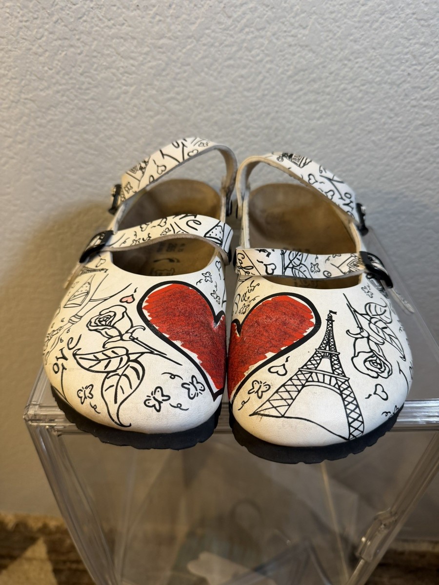 美品 激レア Birkenstock フリンジ付き 本革 スニーカー 革靴 41 Birkenstock Birkis Paris Dorian Clogs Special Edition Red Heart
