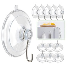 Suction Cup Hooks, 1.77 Inches Clear PVC Suction Cups with Metal ...