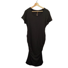 Quince Tencel Jersey Maternity Ruched Dress Black Basic Sleeved M