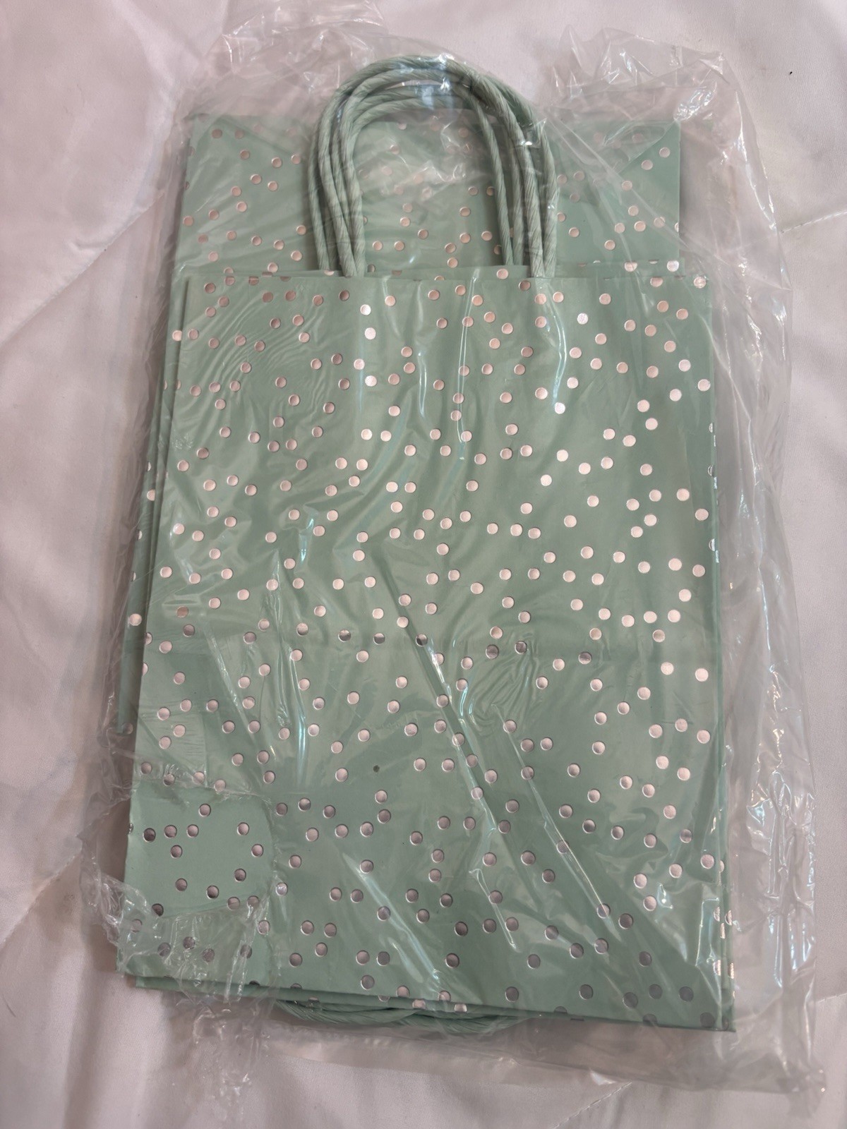 6 Silver Foil Dots Gift Bags - Spritz: Polka Dot Paper 8x10