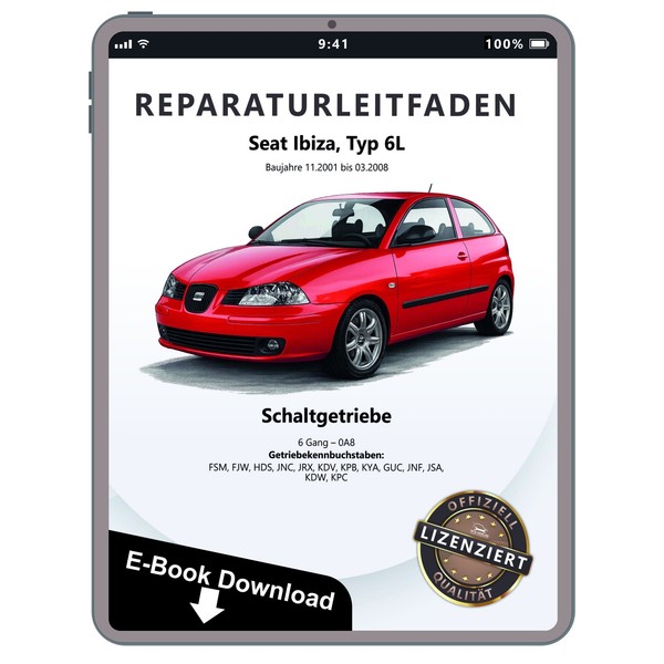 Seat Ibiza Typ 6L 2001-2008 6 Gang Schaltgetriebe 0A8 Reparaturleitfaden Ebook-image