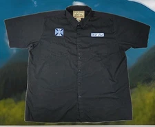 West Coast Choppers Shirt Mens 2XL Black Button Up Jesse James Workwear Flaws