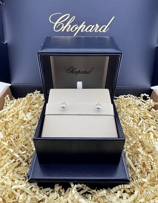 Chopard Happy Diamonds Earrings | 18K White Gold | Full Presentation Set