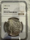1881-S Morgan Silver Dollar NGC MS61 Wonderful Luster