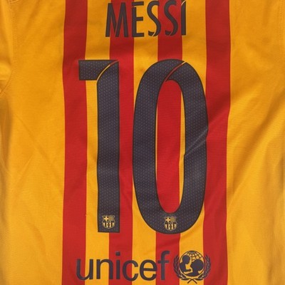 Messi 10 Barcelona 2015/2016 Auswärts Fußballtrikot Herren Small - Original