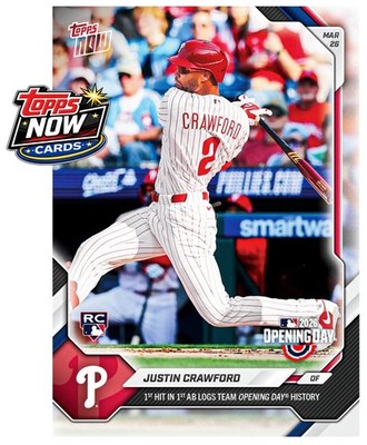 2026 Topps Now MLB #9 Justin Crawford Phillies RC Opening Day - PRESALE
