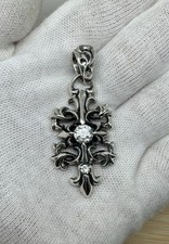 Double Sided Fleur De Lis Pendant Polish 925 Sterling Silver Solid 14g Perfect