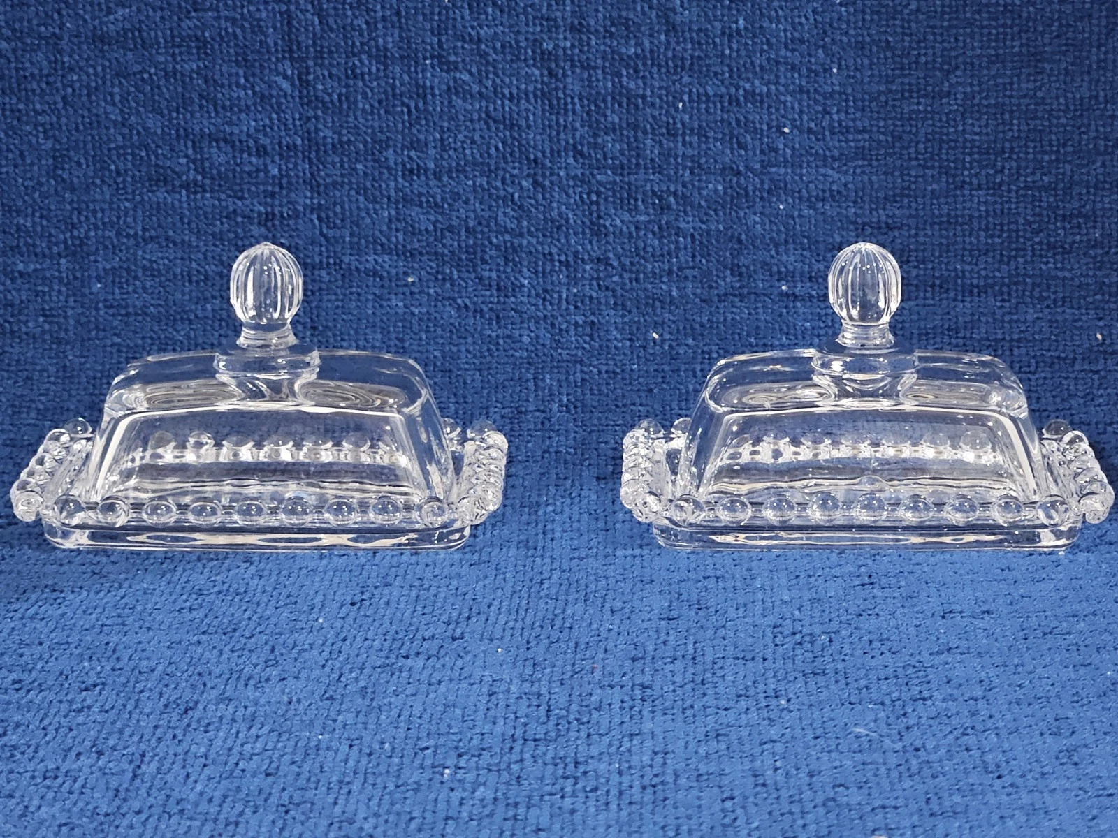 Circleware~Catalina~Set of 2~Miniature Butter Dishes W/Lids~Candlewick Pattern