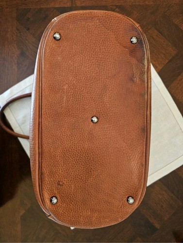 Longchamp Cosmos Satchel Handbag Tote Brown Pebbled Leather Gold Hardware France - Picture 10 of 24
