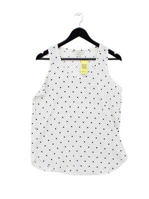 Loft Damen Top S weiß gepunktet 100% Polyester ärmellos Rundhals Basic