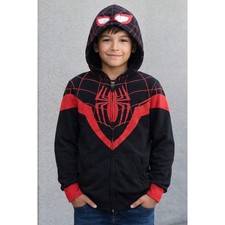 Marvel Spider Man Hoodie Sweatshirt Kids Sz 10-12 Zip Up Miles Morales Costplay