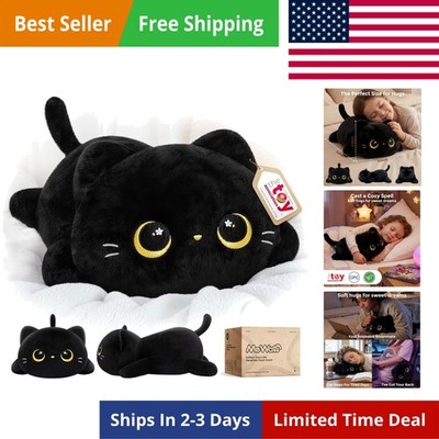 Cute Black Cat Plush Pillow, Kawaii Plushies Black Cat Stuffed Animals, Squis...