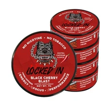 Locked In - Caffeine Nootropic Energy Pouches -  Black Cherry Blast- 5 Pack