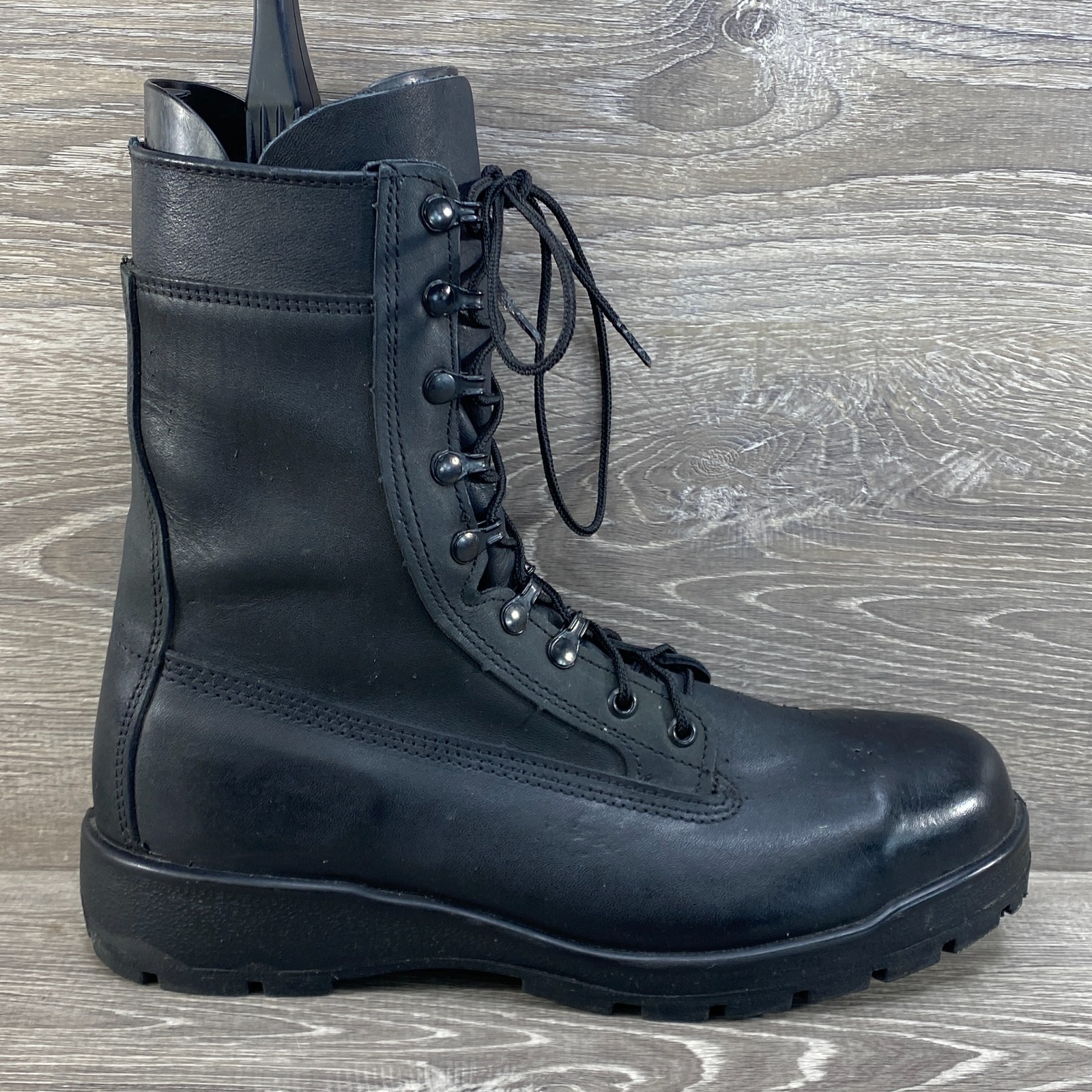 SAOLA Stivali da combattimento Belleville uomo 10 5 W pelle nera punta acciaio stringati suola Vibram