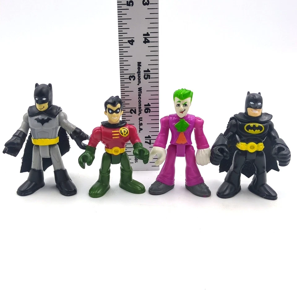 Lote de 4 figuras de acción DC Super Friends Imaginext 3" Robin Joker Batman negro gris Foto 3 de 3