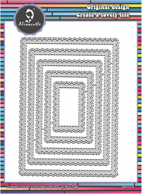 5/Pk-Rectangle, Scallops Border Nesting Frame Die Cut, Card Background Metal Cut