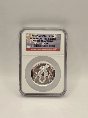 🌟 2010-P Australia 1 oz Silver Dollar Kangaroo High Relief NGC PF70 Ultra Cameo