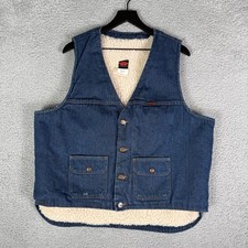 Vintage Big Ben Western Sherpa Vest Size XL Blue 12 oz. Denim Made in USA
