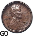 1921-S Lincoln Cent Wheat Penny, Semi-Key Date, Unc Brown
